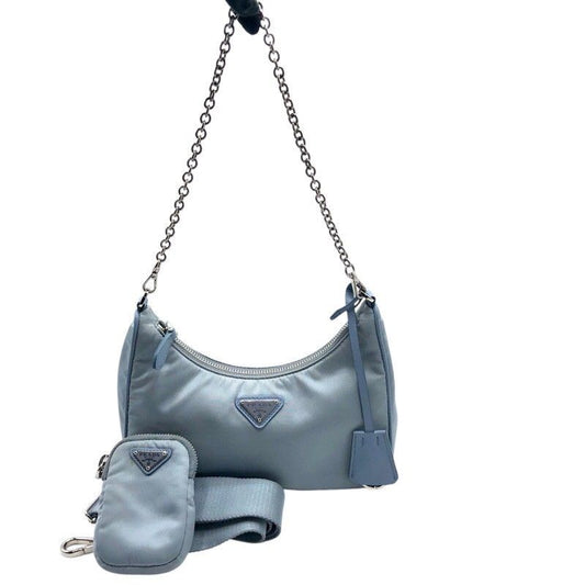 PRADA Re-Edition 2005 Light Blue Nylon Shoulder Bag