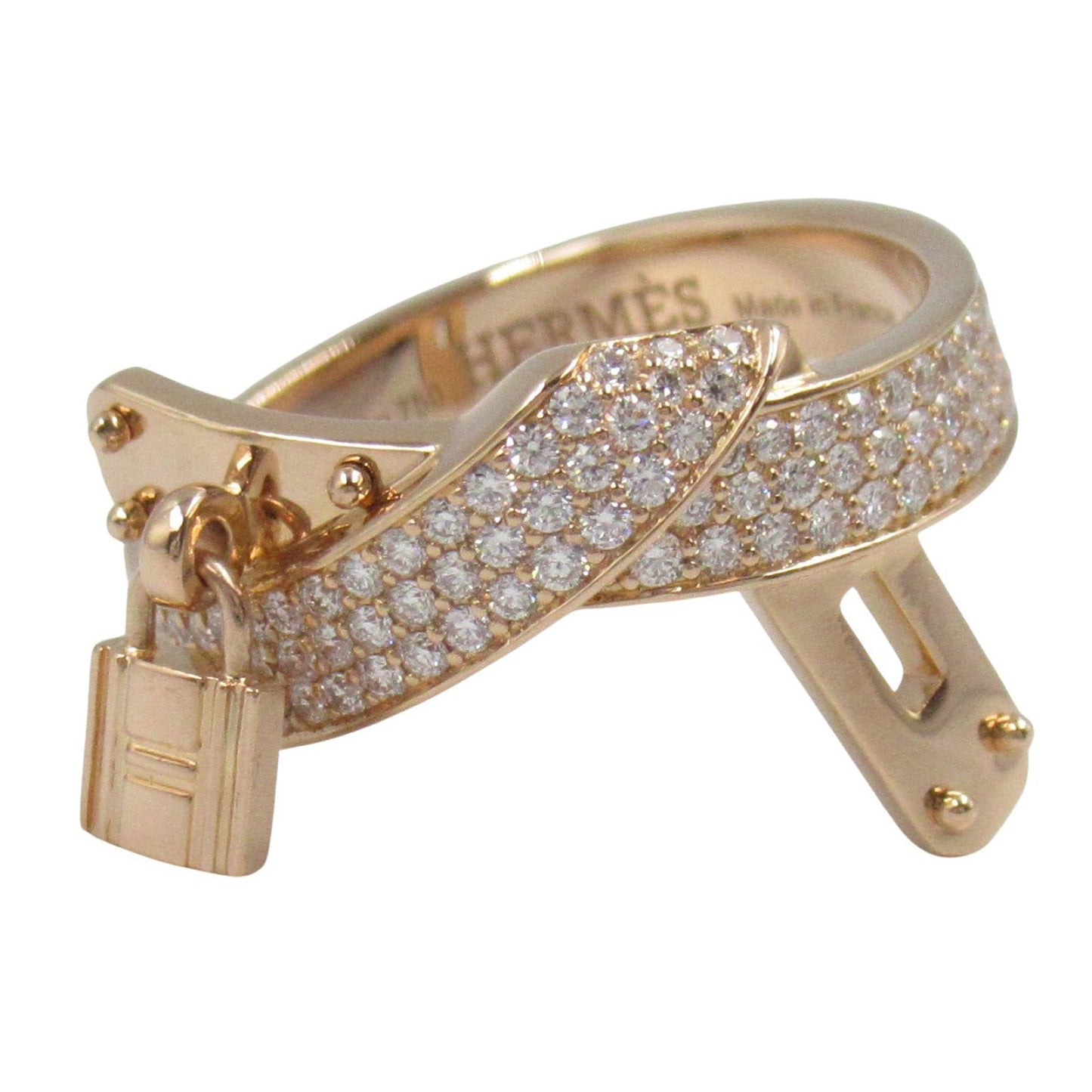 HERMES Kelly Gabrushe K18PG Diamond Ring - Exquisite Elegance