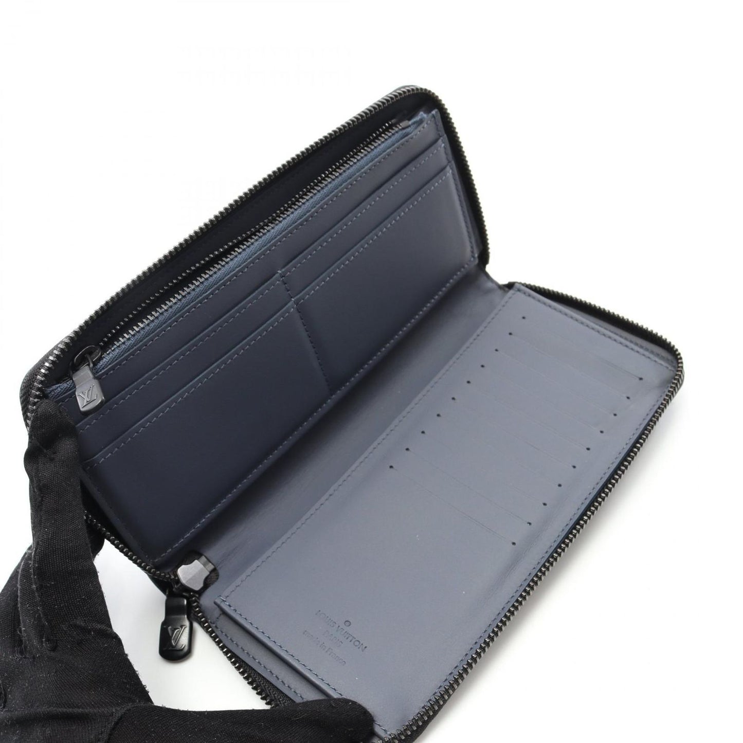 Louis Vuitton Monogram Shadow Zippy Wallet Vertical - Navy Leather