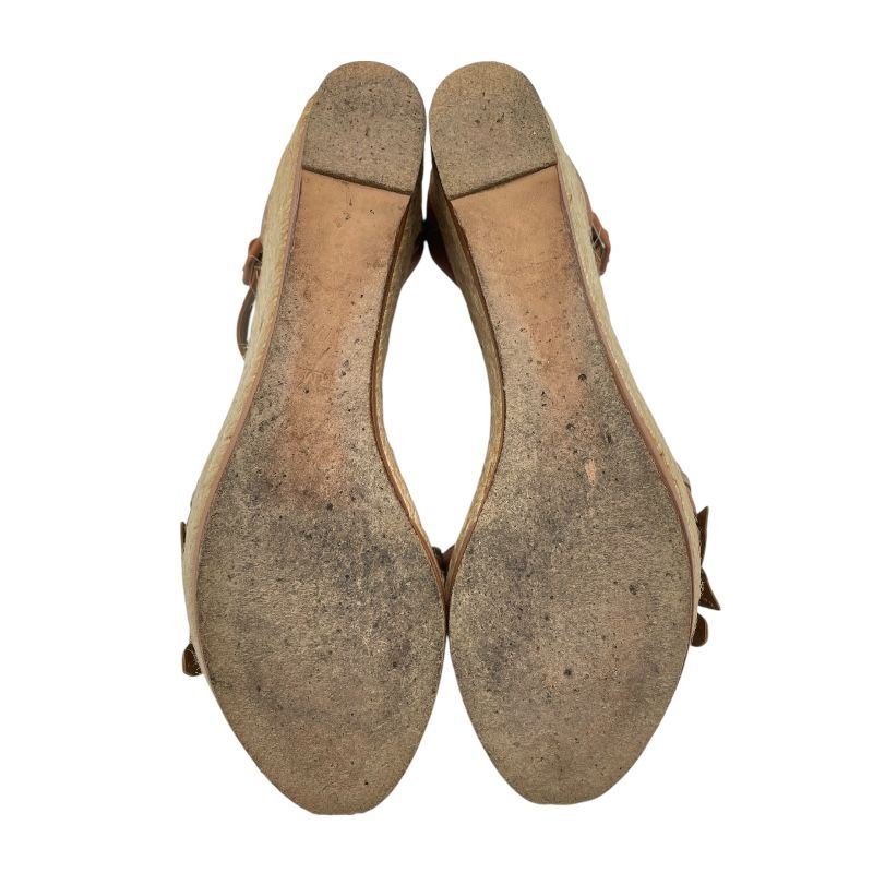 HERMES Brown Espadrille Sandals for Women - Size 37.5
