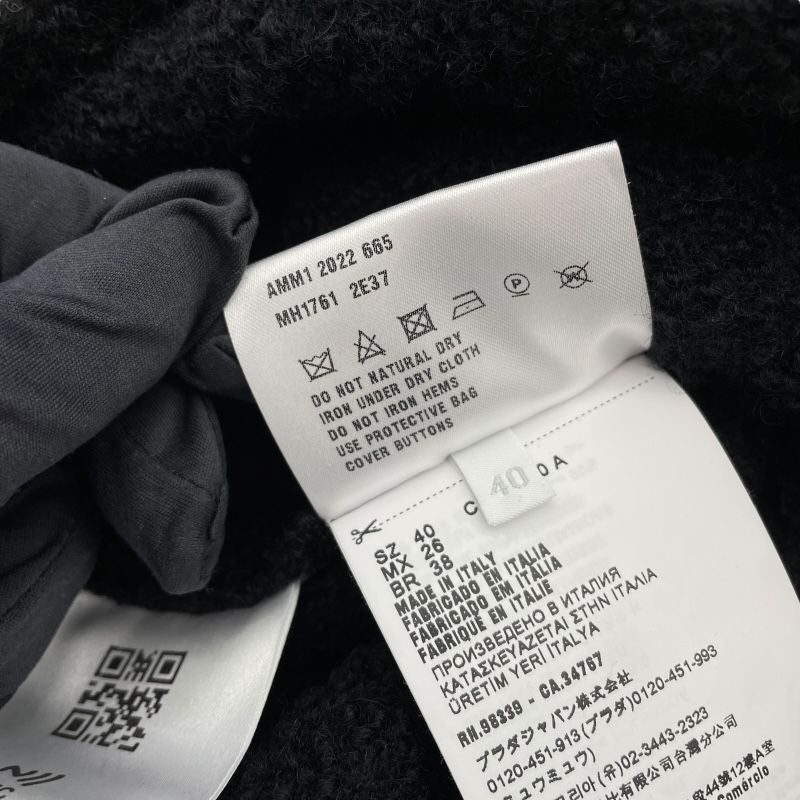 Miu Miu Lettered Patch Cardigan in Black Wool - Size 40