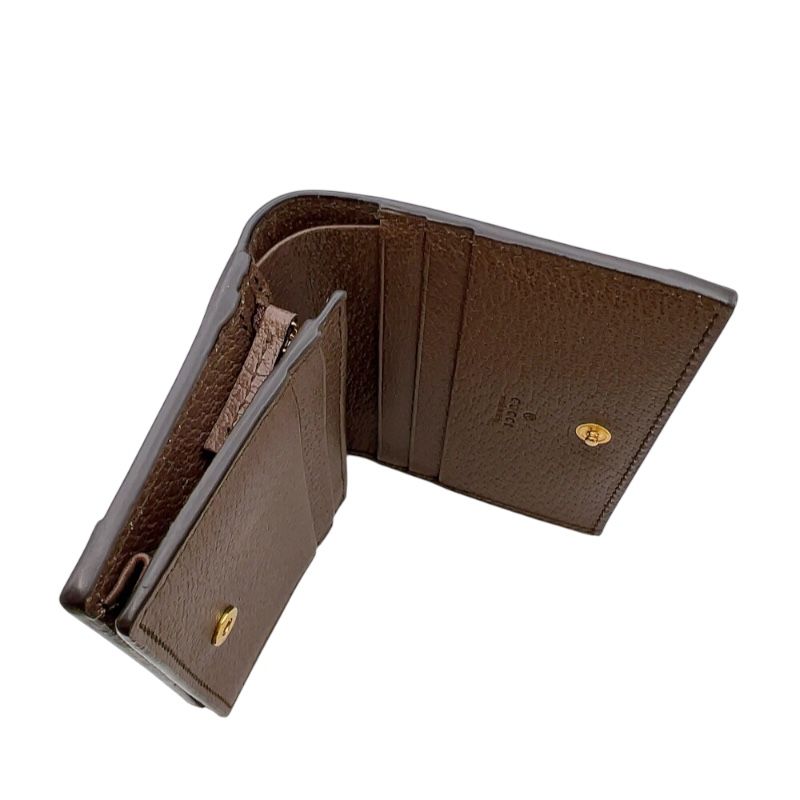GUCCI Ophidia GG Mini Wallet - Brown with Gold Hardware