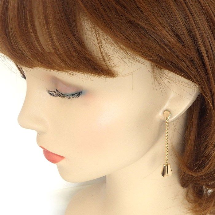 HERMES Kelly Cadenas Drop Earrings in K18 Pink Gold