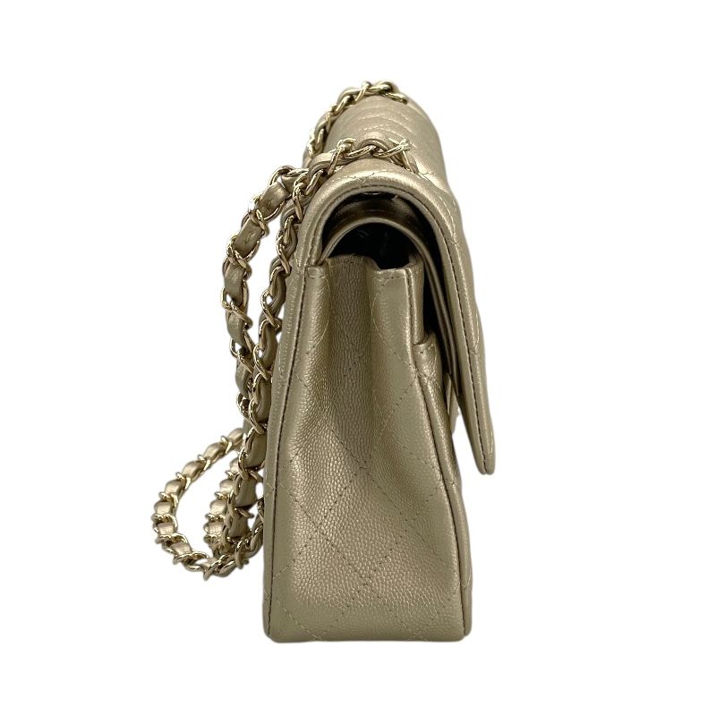 CHANEL Matelassé 25 Shoulder Bag in Gold Caviar Skin