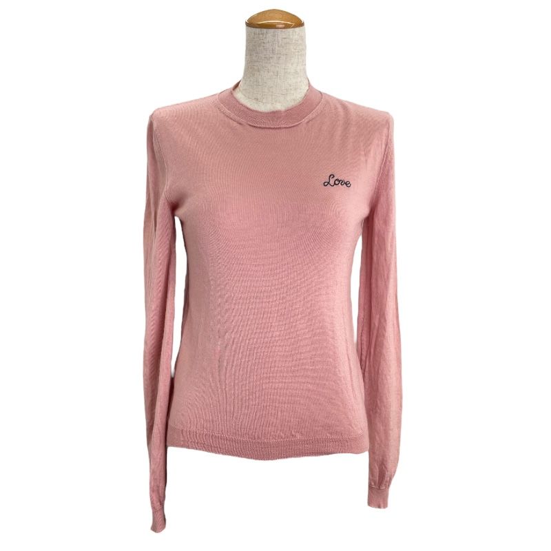 miu miu Love Embroidered Knit Top in Pink - Size 36