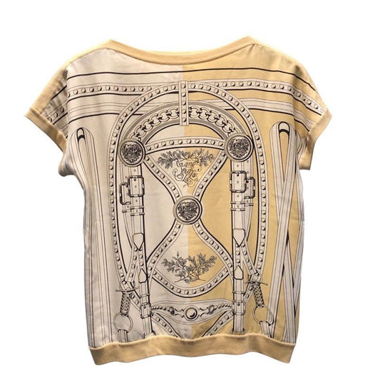 HERMES Ivory Silk Twill Rêve Short Sleeve Knit - Size 34