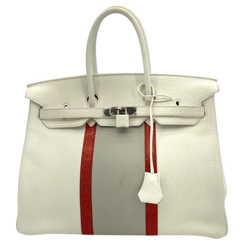 HERMES Birkin 35 Club - White, Grey, and Sangue with Silver Hardware