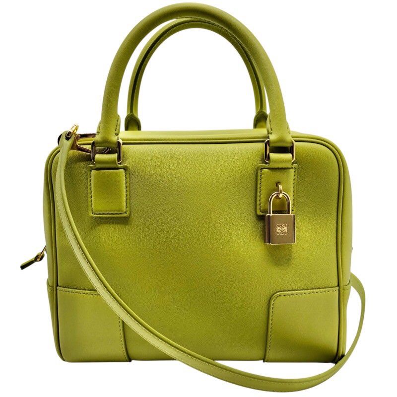 LOEWE Amazona 19 Lime Leather Shoulder Bag with Gold Hardware