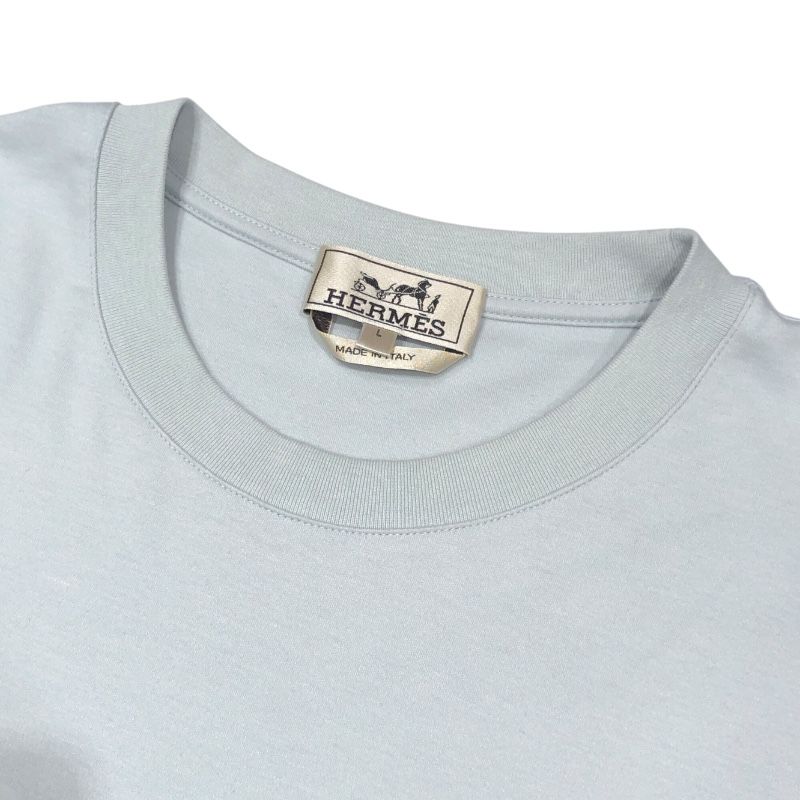 HERMES Blue Cotton 3D Print T-Shirt for Men - Size L