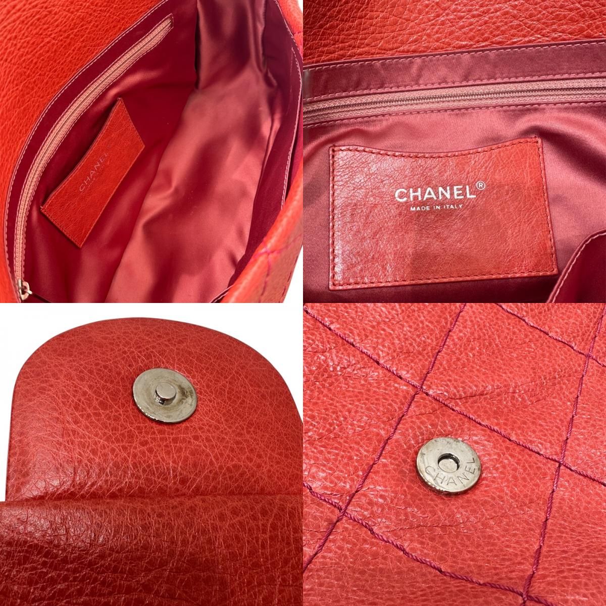 CHANEL Wild Stitch One-Shoulder Bag in Red with Silver Hardware