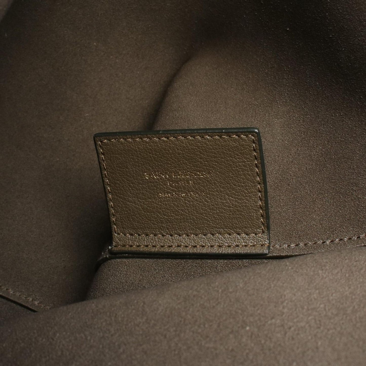 SAINT LAURENT Olive Leather Toy Shopping Tote Bag