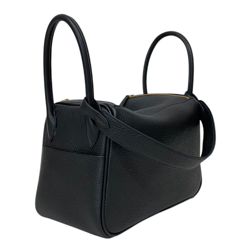 HERMES Lindy 26 Black Togo Leather Handbag with Gold Hardware