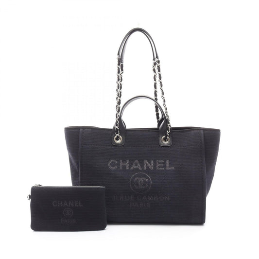 CHANEL Deauville Tote Bag A66941 in Black Canvas & Leather