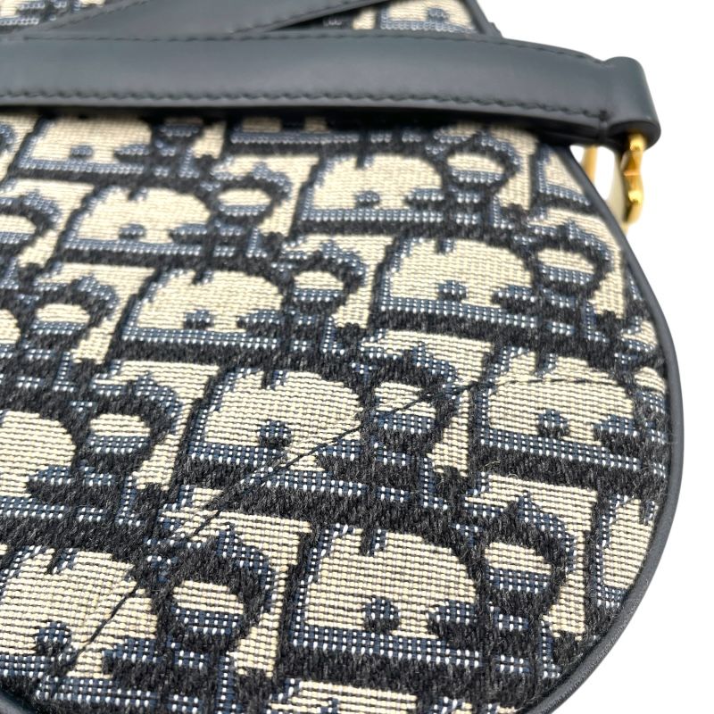 Christian Dior Vintage Mini Saddle Bag in Navy Oblique Canvas