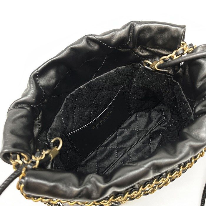 Chanel 22 Mini AS3980 Handbag in Black Shiny Calfskin