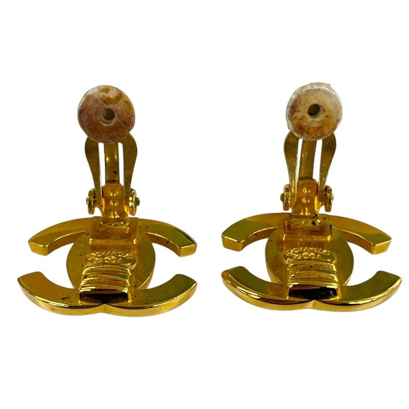 CHANEL Coco Mark Turn Lock Earrings in Gold Metal - Exquisite Elegance
