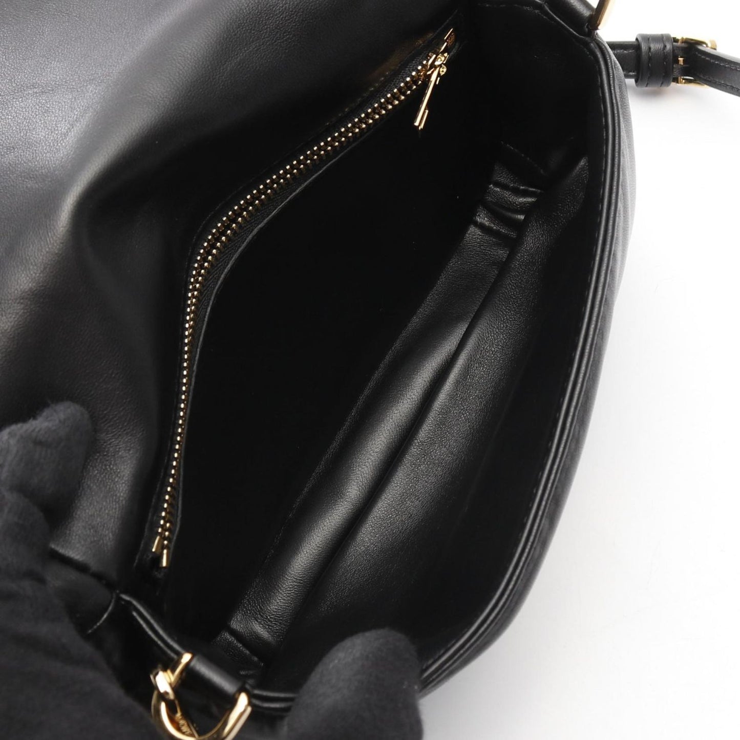 LOEWE Goya Mini Puffer Shoulder Bag in Black Leather