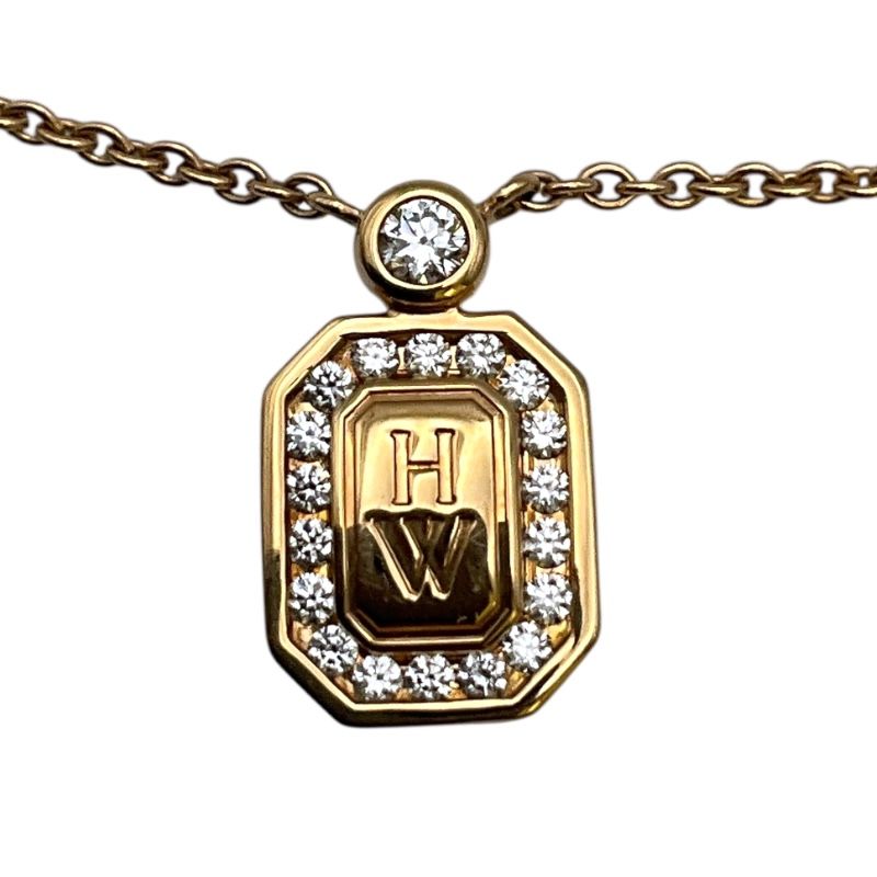 HARRY WINSTON HW Logo Necklace in 750 Pink Gold - Exquisite Elegance