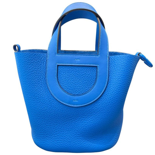 HERMES In The Loop 18 Monochrome K刻 Blue/Blue Togo Unisex Handbag