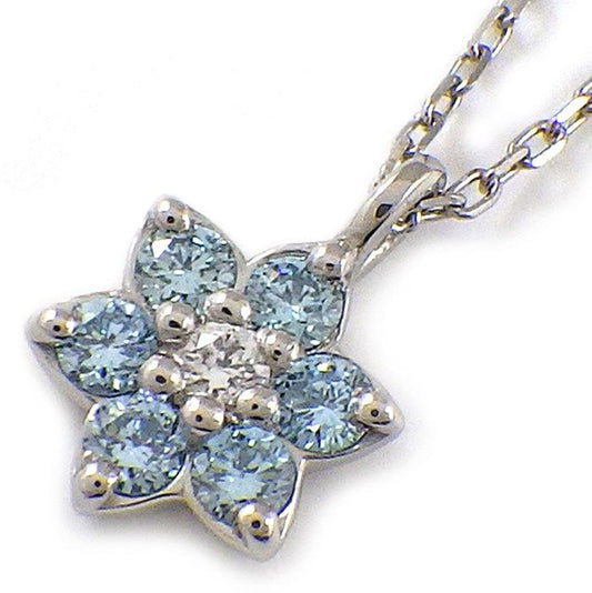 Exquisite Blue Diamond Flower Motif Necklace in Platinum