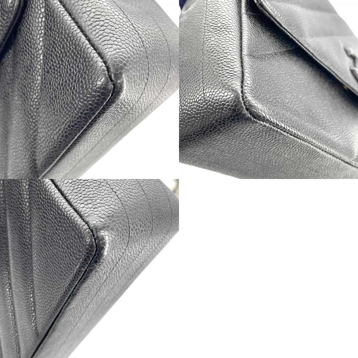 CHANEL Black Caviar Chain Shoulder Bag with Gold Hardware