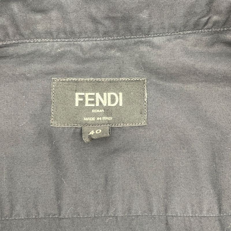 Fendi Logo Embroidered Cotton Shirt - Black, Size 40, 2018