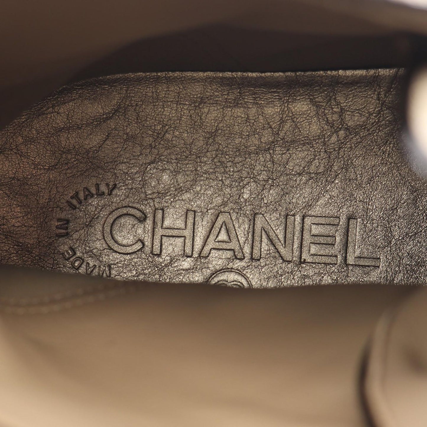 CHANEL Coco Mark High-Top Sneakers in Beige/Black Canvas & Leather