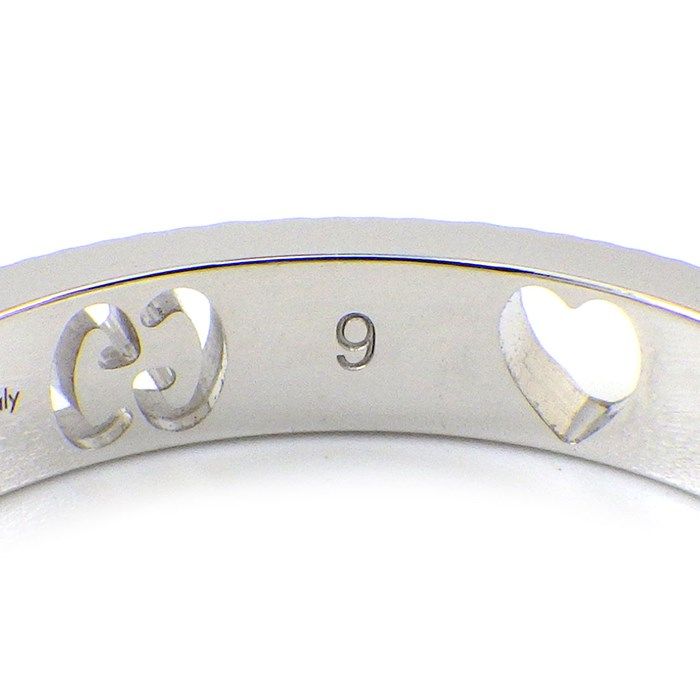 GUCCI Amore Heart Ring with Diamond in K18 White Gold - Size #9