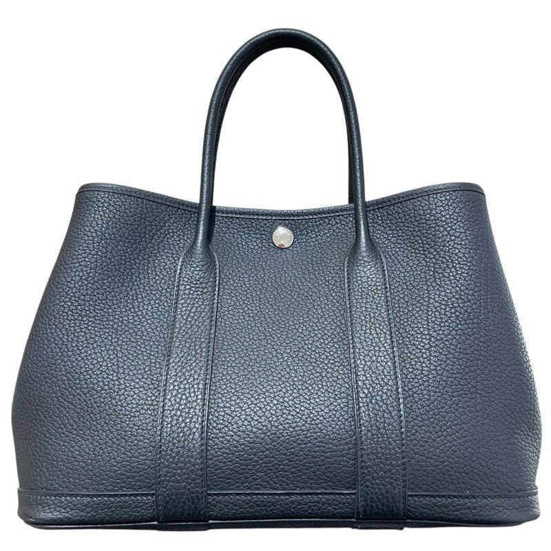 HERMES Garden Party TPM Black Negonda Tote Bag with Silver Hardware