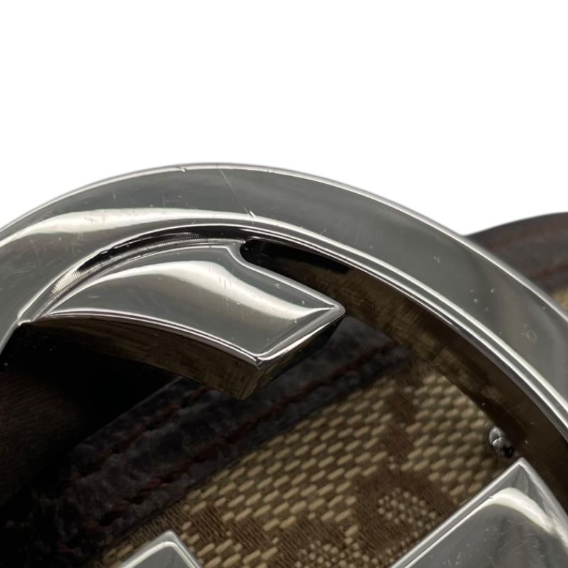 GUCCI Interlocking G Belt - Brown GG Canvas - Unisex - 80cm