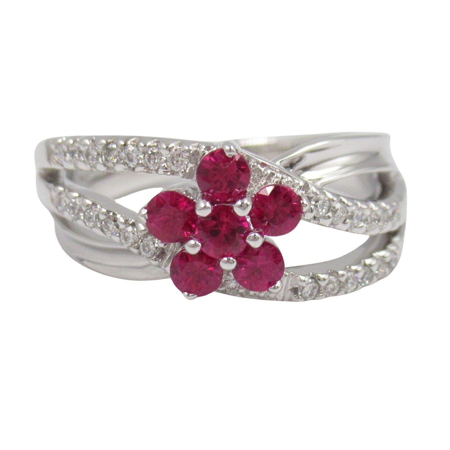 Exquisite Ruby and Diamond Ring in 18K White Gold