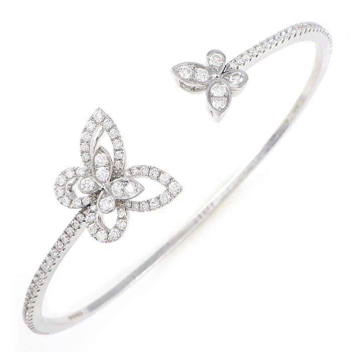 Graff Butterfly Silhouette Open Bangle with Diamonds - K18WG