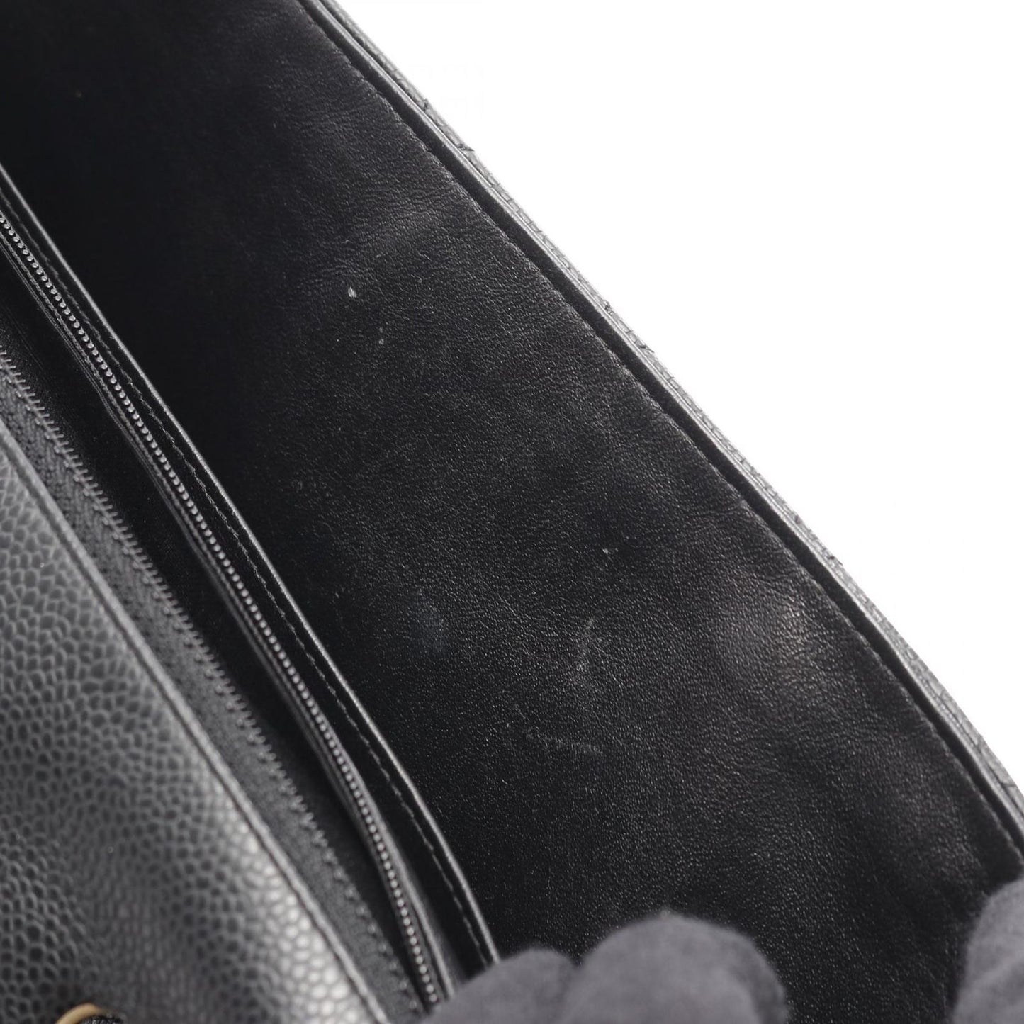 CHANEL De Camellia 30 Single Flap Shoulder Bag in Black Caviar Skin