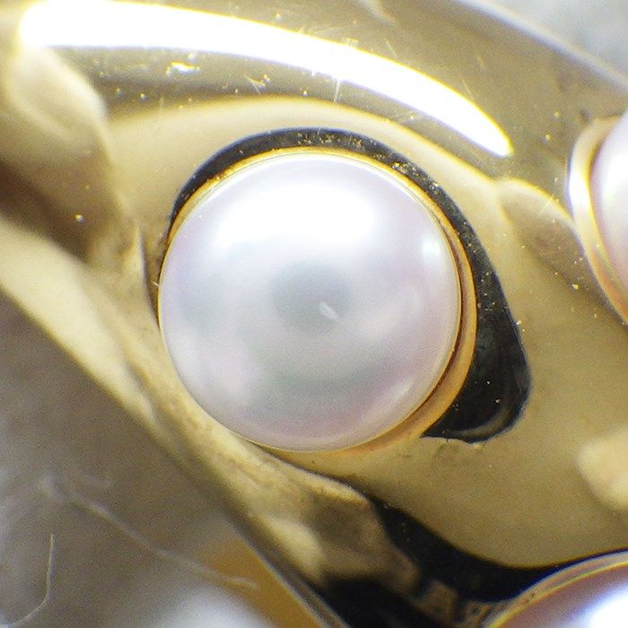 MIKIMOTO 5-Point Pearl Ring in K18 Yellow Gold - Size 8