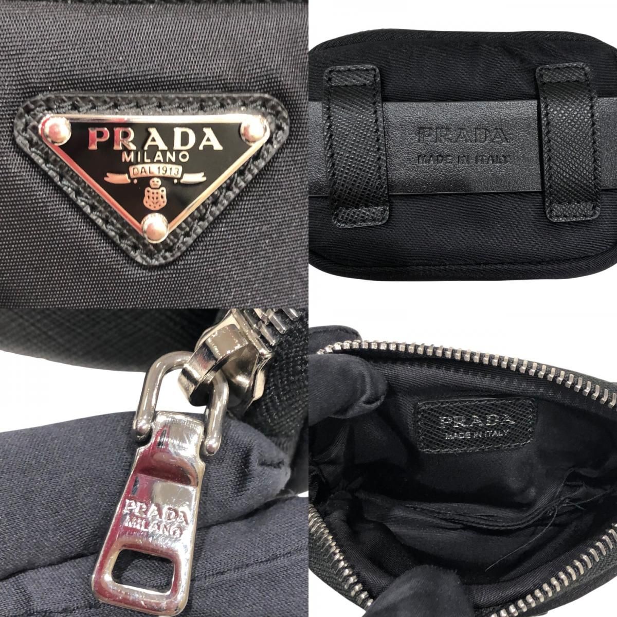 PRADA Saffiano Pouch Belt 34/85 Black & Gold Hardware
