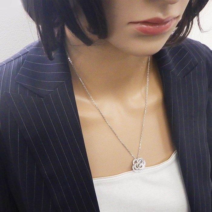 CHANEL Camellia Collection Medium Necklace with Diamonds in K18WG