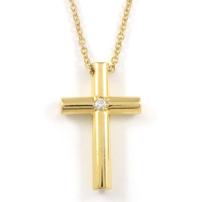 Tiffany & Co. Cross Necklace with Diamond in 18K Yellow Gold