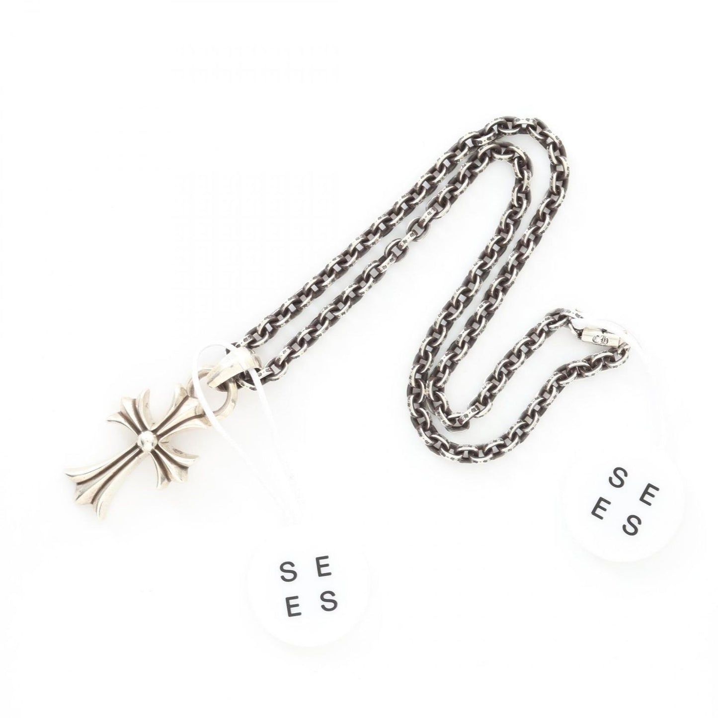 CHROME HEARTS Small Cross Pendant Necklace with Paper Chain