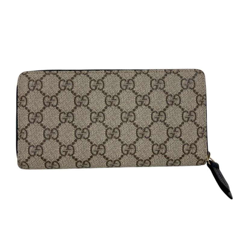 GUCCI Double G Zip Around Wallet - Black/Beige with Gold Hardware