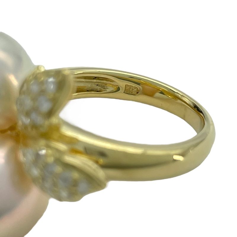 Exquisite K18YG Pearl and Diamond Ring - Timeless Elegance