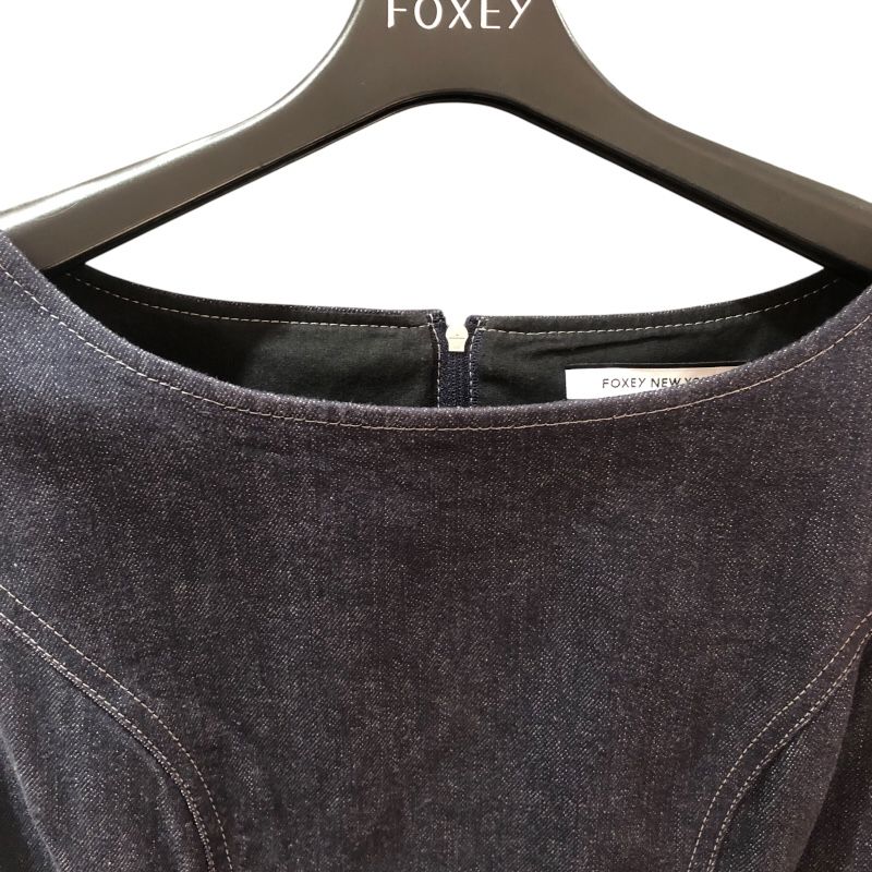 FOXEY NEW YORK Navy Denim Sleeveless Dress - Timeless Elegance