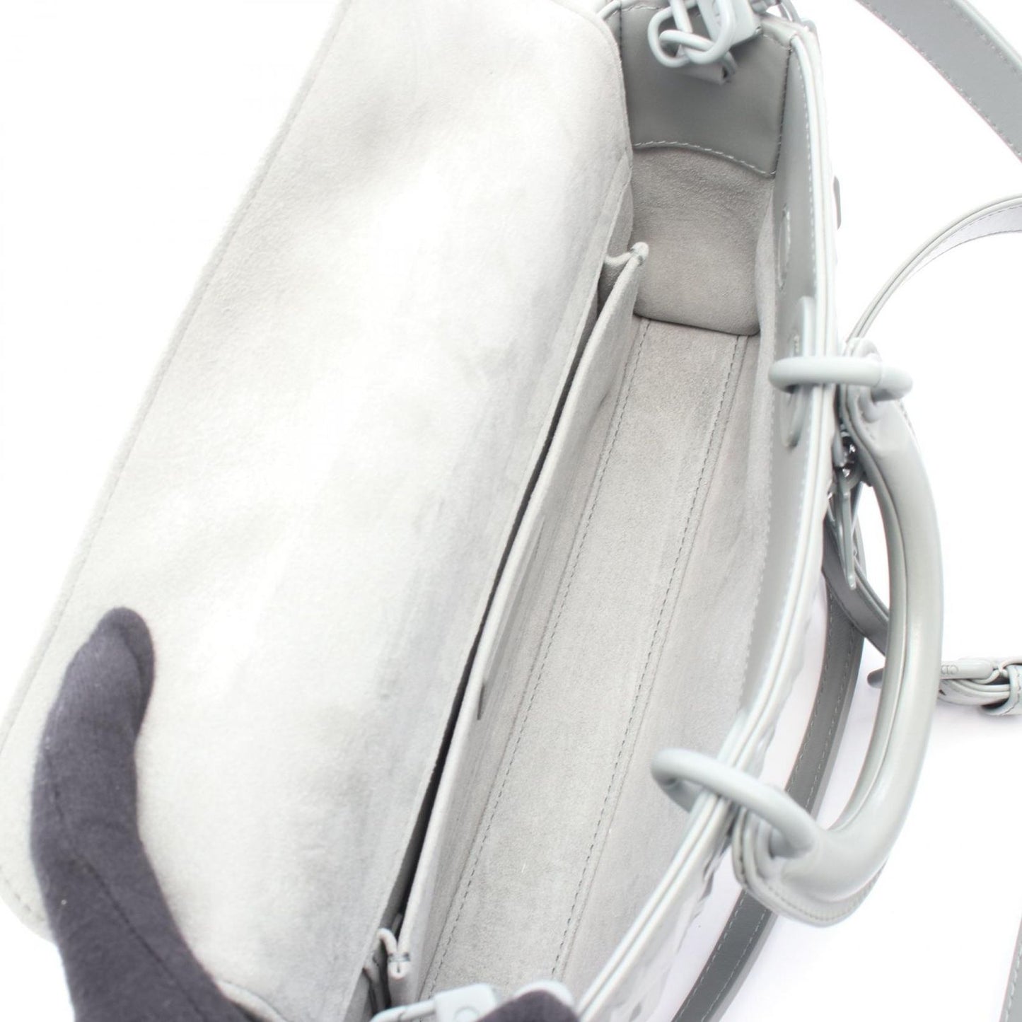 Dior Lady D-Joy Medium Diamond Cannage Handbag in Gray Leather