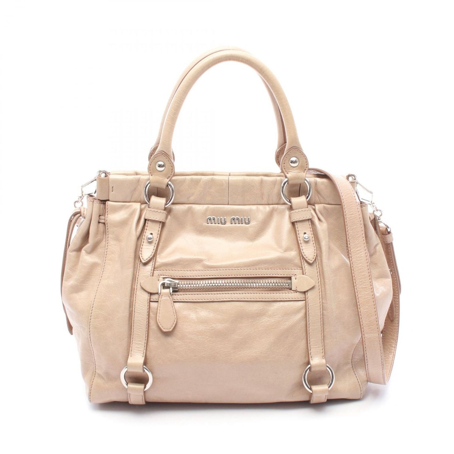 Miu Miu Vitello Lux Beige Leather 2-Way Shoulder Bag