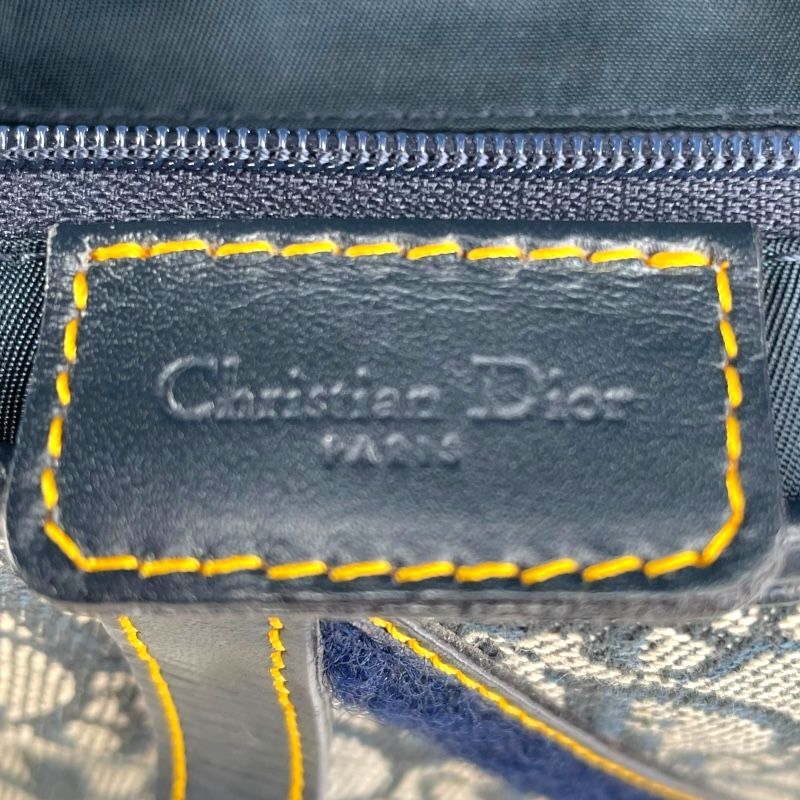 Christian Dior Saddle Bag in Navy Canvas - Timeless Elegance