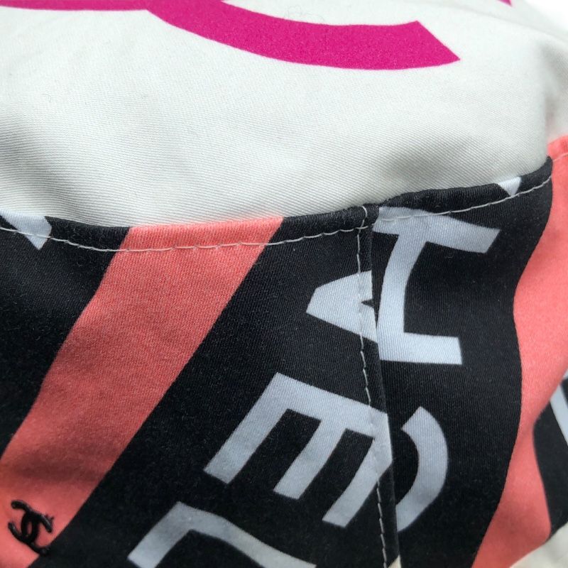 CHANEL Coco Mark Pattern Bucket Hat in Black, White & Pink