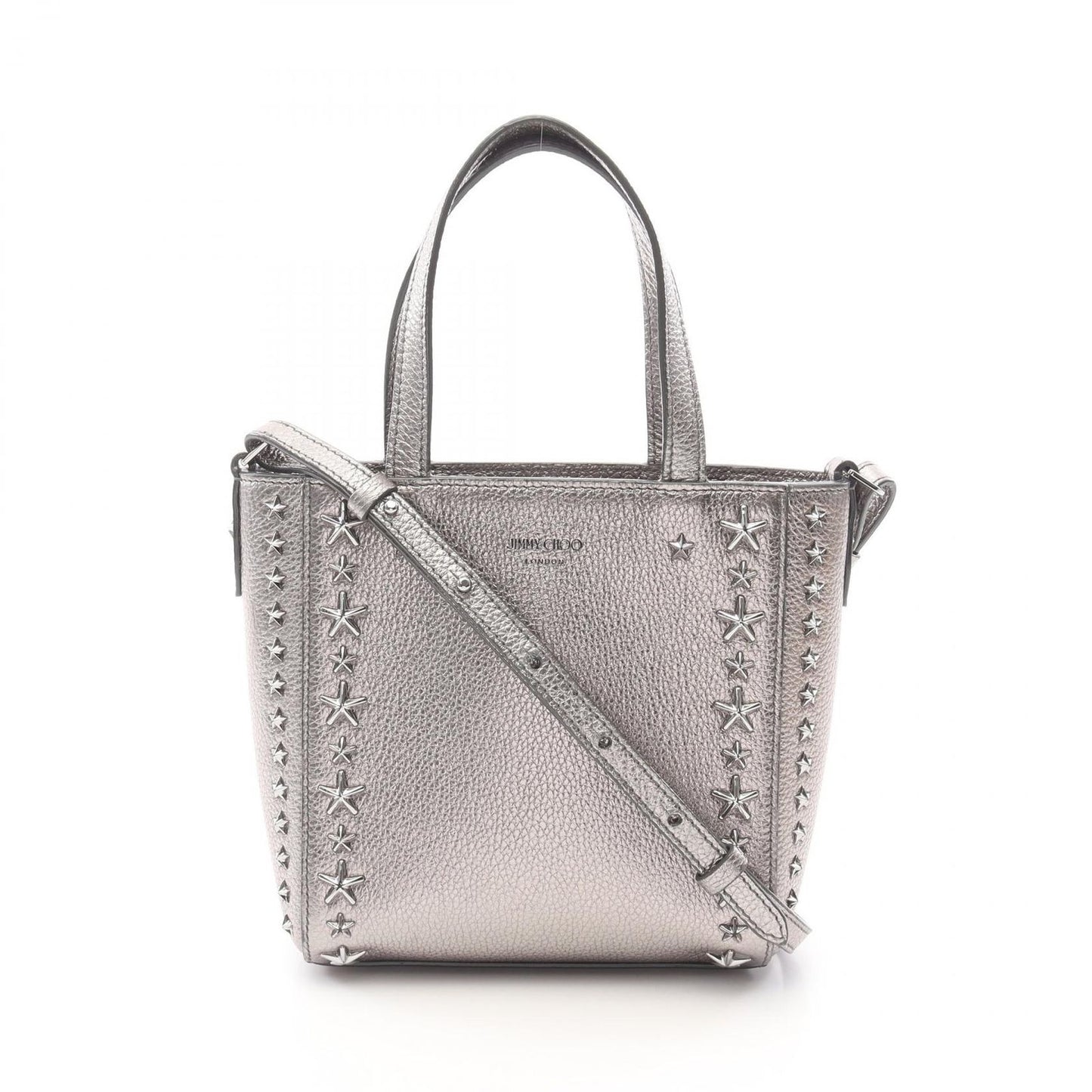 JIMMY CHOO Mini Pegasi Metallic Silver Leather Handbag