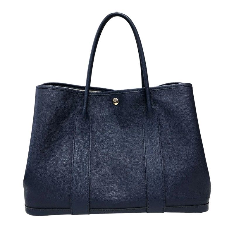HERMES Garden Party PM A刻 Blue Saphir Veau Epsom Handbag