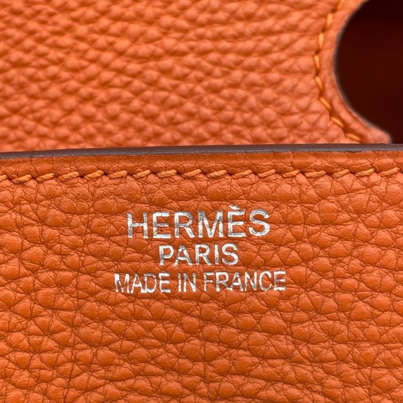 HERMES Birkin 35 Orange Togo Handbag with Silver Hardware