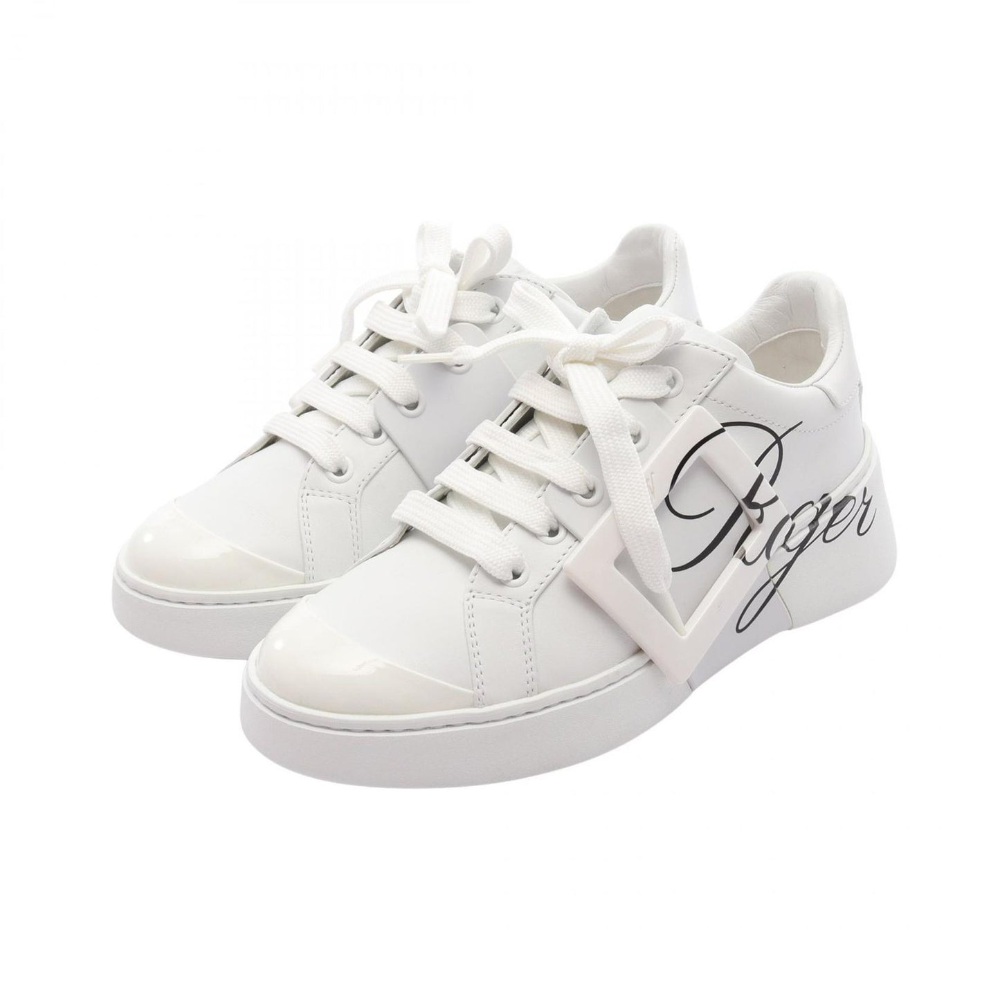 Roger Vivier VIV SKATE Leather Sneakers - Pristine White - Size 34