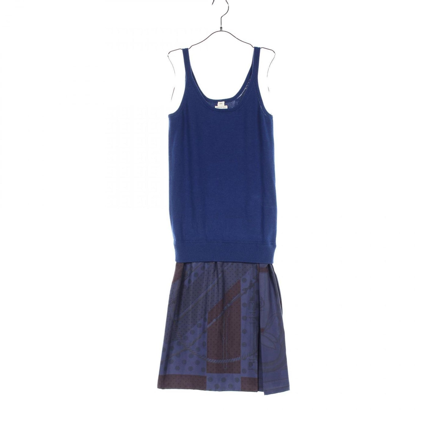 HERMES Silk Cotton Dress in Elegant Blue - Size 34
